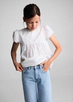 Plumeti embroidered blouse Mango Outlet, Mango Kids, Blouse White, Sling Back, Short Sleeve Button Up, Embroidered Blouse, Short Sleeve Blouse, Sleeve Blouse, Shirt Blouses