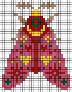 Cross Stitch Bugs Pattern, Cottagecore Crochet Tapestry, Bug Cross Stitch Pattern, Bug Tapestry Crochet, Twilight Alpha Pattern, Alpha Pattern Cross Stitch, Funny Pixel Art Grid, Moth Perler Beads, Alpha Pattern Animals