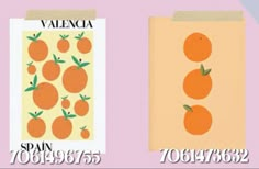 two oranges are shown next to each other on the same sheet of paper,