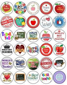 the teacher appreciation stickers are all different colors