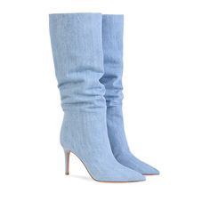 Step up your style with our Women's Fashion Denim Knee High Boots. Crafted from denim material and featuring a knee-high design, these boots are perfect for adding a trendy touch to your outfit. Shop now from Shoe Me Royalty Product information: Pattern: solid color Color: denim Heel height: super high heel (above 8CM) Shoe Upper material: denim Style: Simple 🛒 HOW TO ORDER 1. Select your favorite color 2. Select your size 3. Add to cart, and checkout Once we receive your order, we will immedia Denim Knee High Boots, Denim Heels, Boots Woman, Denim Fashion Women, Slouchy Boots, Trendy Denim, Denim Boots, Rene Caovilla, Super High Heels