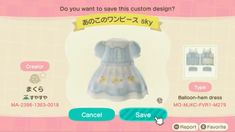 an animal crossing character is wearing a blue dress