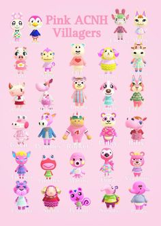 pink acnh villagers are featured in this poster