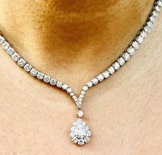 TIFFANY & CO FINE VINTAGE PLATINUM , 15.50 CARTS DIAMONDS 44.50 GR 15.5"-VVS1-2  | eBay Classic Round Diamond Necklace With Hallmark, Gia Certified Pear-shaped Platinum Jewelry, Classic Hallmarked Diamond White Diamond Necklace, Formal Pear-shaped Platinum Jewelry, Formal Pear-shaped Diamond Necklace With Vvs Clarity, Formal Necklace With Single Cut Diamonds, Formal Vvs Clarity Pear-shaped Diamond Necklace, Luxury Gia Certified Diamond Necklace For Formal Occasions, Formal Gia Certified Diamond Necklace