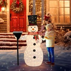 Introductions: This charming snowman is designed to bring joy and festive spirit to both indoor and outdoor spaces. Crafted with high-quality materials, it is built to withstand any weather conditions, ensuring its durability for years to come. Featuring 200 LED lights, including 20 twinkling lights, this snowman creates a mesmerizing glow that adds a magical touch to your surroundings. The lights are strategically placed to highlight the snowman's features, making it stand out among other decor Snowman Outdoor Decorations, Outdoor Snowman, Yard Inflatables, Christmas Displays, Snowman Christmas Decorations, Christmas Yard Decorations, Snowman Christmas Ornaments, Outdoor Holidays, Christmas Yard