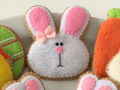 decorated cookies with bunny ears and carrots