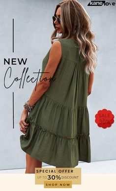 Frill Trim Notched Sleeveless Tiered Dress Tiered Dress, Elevate Your Style, No Frills, Your Style, Shop Now, Trim, Free Shipping