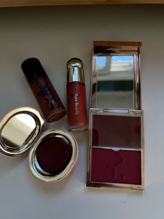 #blush #makeup #rarebeauty #patrickta #saiebeauty Rare Beauty Makeup Palette, Charlotte Tilbury Blush Aesthetic, Coquette Makeup Palette, Pink Aesthetic Makeup Products, My Makeup Routine, Makeup List, Fall Makeup