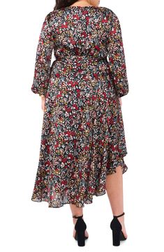 A matching tie belt hugs the silhouette of this long-sleeve maxi patterned in bold blooms and designed with a fluttery skirt. 52" length Hidden side-zip closure V-neck Long sleeves with elastic cuffs Partially lined 100% polyester Dry clean Imported Long Sleeve Maxi Dress With Floral Print, Fall Floral Print Dress With Flowy Skirt, Floral Print Fall Dress, Tie Waist Maxi Dress, Long Sleeve Maxi, Nordstrom Dresses, Tie Belt, Vince Camuto, Side Zip