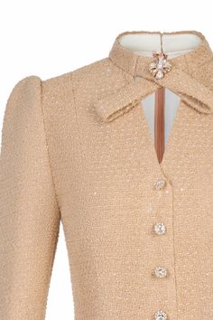 Annette A-line Long Sleeved Tweed Top | MEAN BLVD Corporate Workwear, Tweed Top, Lace Blazer, Mean Blvd, Pastel Dress, Woman Suit Fashion, Elegant Blouses, Tweed Fabric, Sand Castle