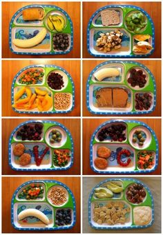 several pictures of different types of food arranged in the shape of a circle on a table