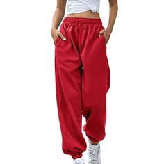 Women Sports Pants Trousers Jogging Sweatpants Jogger Pants Features: 1.It is made of high quality materials, durable enough for your daily wearing 2.Stylish and fashion design make you more attractive Handsome 3.Perfect Match with your favorite T-shirt etc 4.Great for party,beach,I am sure you will like it! Product information: Season: All Season Gender: Women Occasion: Daily Material: Polyester Style: Casual Fit: Fits true to size Thickness: Standard How to wash: Hand wash Cold, Hang or Line D Cheap Casual Red Sweatpants, Red Wide Leg Sweatpants With Elastic Waistband, Red Wide Leg Cotton Sweatpants, Red Cotton Full Length Sweatpants, Vest Sweaters, Red Stretch Full-length Sweatpants, High Waisted Sweatpants, Lounge Trousers, Sweatpants For Women