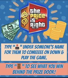 the price is right game with money coming out of it and an image of stacks of coins