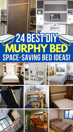 there are many different beds in this collage with the words, best diy murphy bed space saving bed ideas