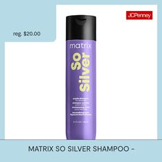 What it DoesSo Silver Shampoo is a color depositing purple shampoo that neutralizes and eliminates brassy, yellow tones in blonde and grey hair without stripping your color. This shampoo can be used on color treated hair to brighten blonde, platinum, and grey/silver hair while also cleansing. Deposits violet pigment to neutralize brassy tones. Illuminates highlights on blondes. Brightens blondes & enhances silver tones. The products feature a fragrance with top notes of Leafy Greens, Rosewo… Grey Silver Hair, Purple Shampoo For Blondes, Blonde Platinum, Silver Shampoo, Best Shampoo, Silver Grey Hair, Purple Shampoo, Best Shampoos, Yellow Tones