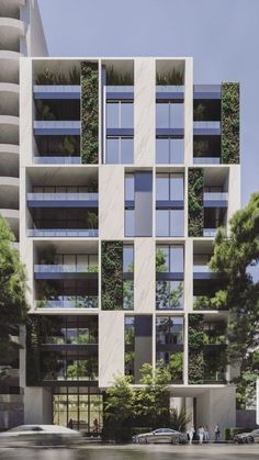 an artist's rendering of a building with trees growing on it