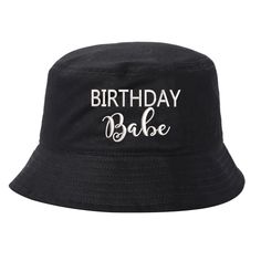 a black birthday babe hat with the words happy birthday babe on it