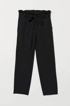 H&M Paper-bag Pants - Black Leotard Fashion, Bags Online Shopping, Twill Pants, Ankle Length Pants, Fashion 2018, Wide Legs, Autumn Fashion Women, Ladies Tops Fashion, Tie Belt