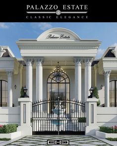 the front entrance to palazo estate, classic elegance