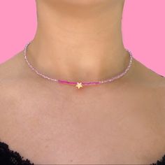 Handmade With Love!! Pink Choker-Style Necklace With Gold Star. A Portion Of The Proceeds Will Be Donated!! #Donate #Handmade #Necklace Red Pendant Necklace, Cat Eye Necklace, Pink Choker, M Necklace, Rustic Necklace, Elephant Pendant Necklace, Quartz Pendant Necklace, Green Beaded Necklace, Sterling Silver Heart Necklace