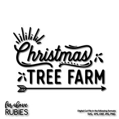 the christmas tree farm logo is shown in black and white