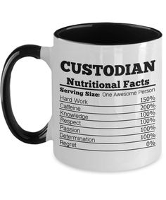 a black and white coffee mug with the words actor nutritional information on it's side