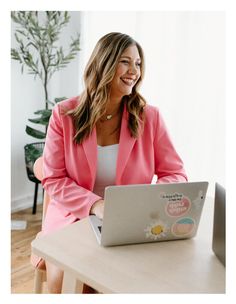 a woman sitting at a table with a laptop in front of her and the caption that reads, what is she doing?