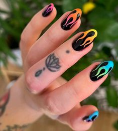 Monthly Nails, Nail Black, Rainbow Nails Design, Witchy Nails, Punk Nails, Goth Nails, Grunge Nails, Her Nails, Nails Done