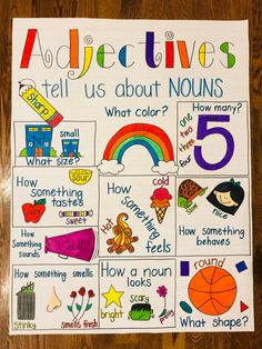 a poster with words and pictures on it that say, what's the number five?