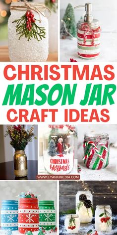 christmas mason jar craft ideas with text overlay