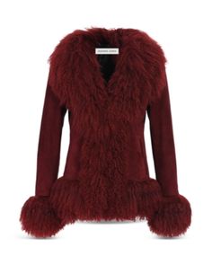 Susanna Chow Dorothy Suede & Shearling Trim Coat Red Leather Coat, Statement Coat, Suede Coat, Stripe Shirt, Teenage Fashion Outfits, Red Jacket, Lace Tops, Leather Coat, Outerwear Women