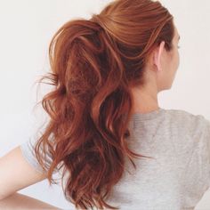 This hairstyle works best when your second-day hair is curly—no curling iron necessary! Perfect Ponytail, Bohol, Long Red, Ginger Hair, Love Hair