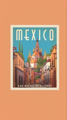 an image of a street scene with buildings and trees in the background that reads mexico san miguel de allende