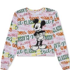 Junior Graphictee Xl Mickey Mouse Shirt Disney Graffiti Patterns, 60%Cotton, 40% Polyester. New With Tag. Box 2 Mickey Mouse Shirt, Sweat Women, Mickey Mouse Shirts, Women Nurse, Disney Colors, Disney Junior, Womens Tights, Disney Tops, Clothes Collection