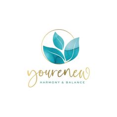 the logo for youcreew harmony and balance, which is designed in gold and teal