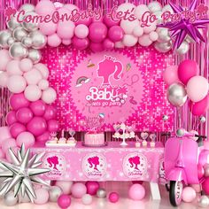 PRICES MAY VARY. COME ON BABY LET’S GO PARTY – Your girl is surely looking forward to having a unique birthday party. Our products will definitely make your girl scream. With dreamy colors and cute patterns, every part of the party will be a photo hotspot. Get ready to sparkle and laugh for this fabulous pink bash! Come on, girl. Let’s go party PINK GIRL THEME PARTY DECORATIONS INCLUDES - 75 x 12’’ latex balloons | 24 x 5’’ latex balloons | 2 x foil balloons | 1 x backdrop | 2 x pink fringe curtains | 1 x banner | 1 x tablecloth | 1 x cake topper | 10 x cupcake toppers | balloon strip | glue dots | ribbons TIME-SAVING – Our retro hot pink doll birthday party kit contains all you can wish for a hot pink-styled birthday and these were easy to assemble. There is visual instruction for your co Barbie Themed Birthday Party Decor Diy, Barbie Decorations Birthday Party Ideas, Girl Birthday Party Themes, Girl Theme Party, Fringe Curtain Backdrop, Barbie Birthday Party Ideas, Barbie Decorations, Backdrop Balloon, Dreamy Colors