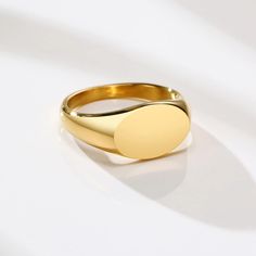 Feel more confident about the ring you wear every day, with purpose and meaning behind it. Our signet ring will be the perfect accessory for any outfit. ● Materials: - (316L) Stainless steel vacuum-plated Gold. ● Sizing: - Surface width 9mm ● Durability: - All Livin Well Jewelry is tough, durable, and rust-proof. It won't discolor or turn your skin green. It's waterproof, perfect for showers, pools, and water activities. You can even wear it while working out or in hot and sweaty conditions. ● Warranty:  - Still not sure if this piece is for you? Don't worry, all of our jewelry comes with a lifetime warranty. If for any reason you are not satisfied with the quality or it breaks, you can request a refund. ● Links: - Additional Rings → https://www.etsy.com/shop/LivinWellJewelry?ref=shop-head