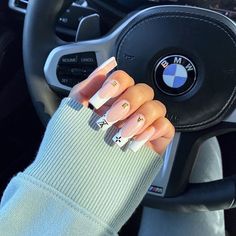 Had to do the annoying steering wheel pic okay!! This manicure is kinda random because it has a funny story behind it lol I spent all day at the nail shop...but I think it’s cute! (The gold letters spell out RAVEN ELYSE 😎) #ravenelysenails Funny Story, Nail Shop, Gold Letters, Funny Stories, Steering Wheel, My Pictures, Things To Think About, Manicure