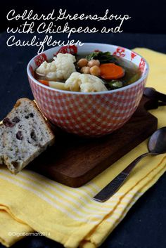 a bowl of soup with cauliflower and carrots