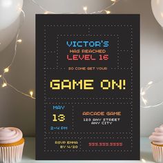 a game on birthday party with cupcakes and balloons