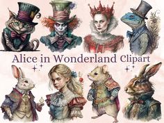 alice in wonderland clipart is featured on the cover of an adult sized book,