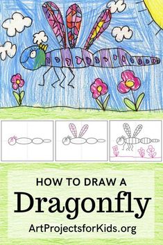 how to draw a dragonfly for kids