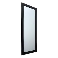 a black framed mirror on the wall with no reflection in it, against a white background