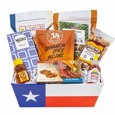 Texas Two-Steps Gift Basket Pecan Popcorn, Texas Gift Basket, Texas Themed Gifts, Welcome To Texas, Texas Two Step, Artisan Gift Box, Food Gift Basket, Popcorn Shop, Personalized Gift Baskets