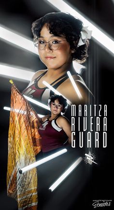 a woman with glasses and a scarf in front of a poster for the movie mammazza albera guard