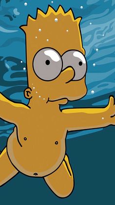 a cartoon character is swimming in the water with his arms out and eyes wide open