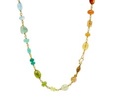 With its vibrant, rainbow color story and large stones, this Mallary Marks necklace is a testament to her creative brilliance. Each of the stones - including pink tourmaline, amethyst, tsavorite garnet, peridot, chrysoberyl, aquamarine, emerald, opal, ruby, tanzanite and mandarin garnet - are wrapped in 18K yellow gold to create the single strand. Alone, it is an eye-catching piece of jewelry, but layer it with your other favorites to add a striking color story. total length : 19 1/2" : 18K yell Mandarin Garnet, Jewelry Facts, Daniela Villegas, Twist Jewelry, Spun Sugar, Tsavorite Garnet, Color Story, Single Stone, Rainbow Color