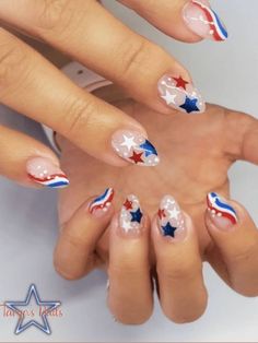 American Flag Nails, Patriotic Nails Design, Flag Nails, Fourth Of July Nails, 4th Of July Nails, Summery Nails