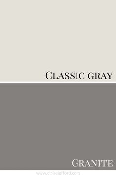 the words classic gray are in black and white