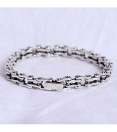 Men's Sterling Silver Bike Chain Bracelet Silver Jewelry For Men, Mens Sterling Silver Jewelry, Bike Chain Bracelet, Biker Chain, Mens Chain Bracelet, Mens Silver Jewelry, Skull Pendant Necklace, Silver Chain For Men, Biker Jewelry